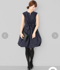 DOORS フロントリボンドレス  ネイビー お呼ばれ パーティ 大人女子