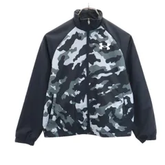 アンダーアーマー 迷彩柄 バックプリント ジャケット 150cm ブラック UNDER ARMOUR 裏起毛 キッズ 古着 【240129】