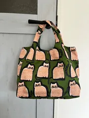 ハンドメイド　エコバッグ　サブバッグ　アフリカ　ねこ