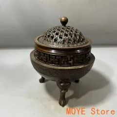 銅器 三層獅足祥雲紋薫香炉 茶道檀香炉 盤香炉 仏具 工芸品 置物
