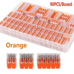 90個セット ワンタッチ 3種 配線接続コネクター 5出力 配線コネクター 28-12 AWG 差し込み 分岐 電線 パーツ 部品 双方向端子台 t8397