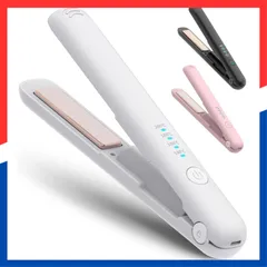 【即日発送】ミニ 小型 誤起動防止ロック 持ち運び便利 自動電源OFF 140℃～200℃4段階温度調整 男女兼用 3200mAh大容量 家庭/旅行/出張/通勤用 TYPE-C充電 プロ仕様200℃ 贈り物 18mm 飛行機持ち込み不可 カール/ストレートスヘ