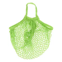 ネットショッピングバッグ  携帯収納袋  手提げ編みネット袋  折りたたみ買い物袋  軽量エコバッグ  短い紐付き袋（グリーン）