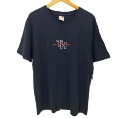 トミージーンズ tommy jeans 90-00S HILFIGER DENIM アウトライン エンブレム ロゴ プリント S/S Tシャツ メンズ import：M 