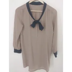 ◇ Tiara ティアラ 長袖 シャツ ブラウス ブラウン ネイビー レディース  【中古】 【1206090008059】