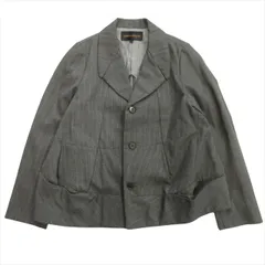 美品 93ss コムデギャルソン COMME des GARCONS 変形デザイン テーラード ジャケット ブレザー ストライプ ウール 90's オールド ビンテージ ヴィンテージ アーカイブ M グレー レディース