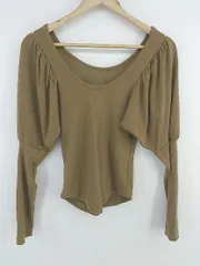 ◇ SLY スライ パフスリーブ ギャル Y2K 長袖 リブ ニット カットソー サイズＦ ブラウン レディース E  【1306050038369】