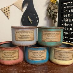 おひとりさまにも♡猫缶小 リメイク缶 5個セット (5色 茶ラベル