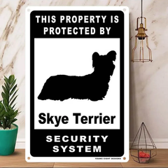雑貨【Skye Terrier/スカイ・テリア】  Dog ドッグ  犬    メタルポスタ―　Security  セキュリティー 警告  ヤードサイン メタルプレート  ブリキ看板  -192