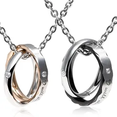 aliba ペアネックレス サージカルステンレス ペンダント 金属アレルギー対応 5Aジルコニア