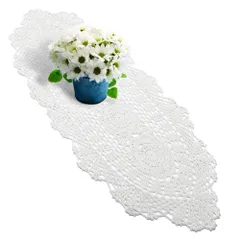 【即日発送】yazi 　手編み　ドイリー　おしゃれなレース編み　コースター　テーブルクロス　アンティーク調　テーブルランナー　田園風　テーブルカバー　花瓶敷き　結婚式/パーティ/おもてなし/インテリアに(ホワイト 30＊70cmS)