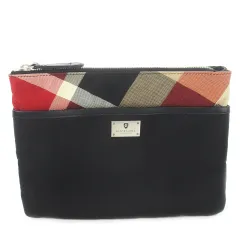 ブラックレーベルクレストブリッジ BLACK LABEL CRESTBRIDGE クラッチバッグ サコッシュ ナイロン レザー 革 ロゴプレート チェック 黒 ブラック /CK1 ■GY01