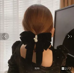 国内即納 ビッグリボンバレッタ韓国ヘアアクセサリー  キラキラベロア 大きめリボン