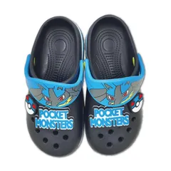 【新品】ポケモン ポケモンキッズサンダル(ルカリオ) 子供 キッズ ポケットモンスター かっこいい 男の子 かわいい 女の子 EVAサンダル ビーチ 16cm 18cm 黒 ブラック 青 ブルー バレンタイン