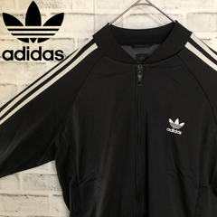90s⭐️adidas トラックジャケット 刺繍トレファイル vintage 黒白 90s adidasアディダス トレフォイル ロゴ刺繍 トラック