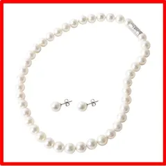 【送料無料 】DisplayLength: 38.0 センチメートル Style: ホワイト/ピアスセット パールネックレス 【 日本製 花珠貝パール 】 マグ