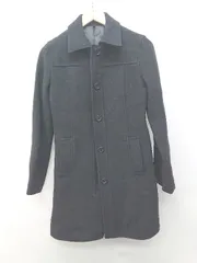 ◇ MUJI 無印良品 ムジルシ ステンカラー ウール混 シンプル フロントボタン 長袖 コート サイズＭ ブラック レディース P  【1402160015457】