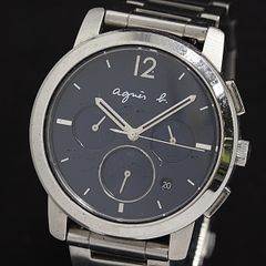 agnes b. アニエスベー メンズ 腕時計 クロノグラフ文字盤ダーク 