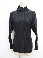 美品 ISSEY MIYAKE イッセイミヤケ プリーツプリーズ カットソー 長袖 黒系 サイズM 日本製 L005-0510-3