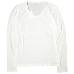 新品 white label by noblesse oblige 日本製 ソリッドUネックカットソー OB08001 1 WHITE 長袖 Tシャツ 定価6,930円 トップス g12859