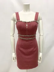 1059  ROBE de  FLEURS Glossy ローブドフルールグロッシー　キャバクラ　ドレス　ワッフル　ストーン　パール　タイト　ミニ　キャミ　キャバドレス　M