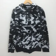 G■アンダーアーマー/UNDER ARMOUR  プルオーバーパーカー/カモフラ 1360091【L】黒灰/men's/37【中古】■