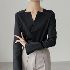 美品 デミルクスビームス 目黒越子 .M 2wayカシュクールブラウス 黒 