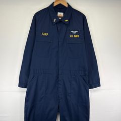 古着 90's/90年代 ミリタリー  長袖つなぎ ジャンプスーツ オールインワン 大きいサイズ 米軍実物 46L  ネイビー メンズ