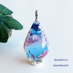 ドロップ空ネックレス(夕暮れ＊桜)