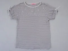 ファミリア familiar アウトレット 子供服 女の子 130cm 半袖 Tシャツ グレー ボーダー 春 夏 ★3 トップス ガールズ 女児 キッズ 【中古】 ユーズド リサイクル こども