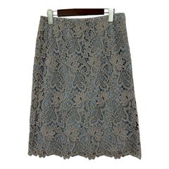 自由区 ジユウク カットワークレース タイトスカート size40/グレー×ライトブルー