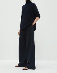 【新品未使用】 christian wijnants 25ss PRELAH LONG WIDE LEG PANTS ワイドレッグ パンツ リネン混 ネイビー クリスチャンワイナンツ