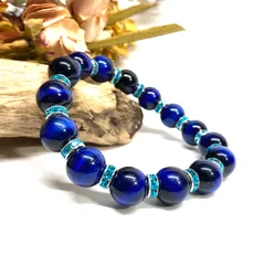 ブルータイガーアイ パワーストーン ブレスレット 12mm （ライトブルー）メンズ・レディース 男性・女性 数珠ブレス 開運  [a]
