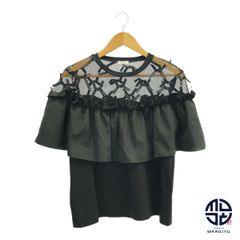 Sov. ソブ 黒 ブラック チュールドッキング カットソー Tシャツ リボン チュール トップス アパレル サイズ36 レディース 服