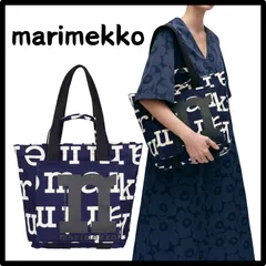国内正規品 新品 マリメッコ 日本限定 Mono Mini Citybag Logo トートバッグ ロゴアルファベット柄 肩掛け ショルダーバッグ 大容量 A4 ノートパソコン ダークネイビー色