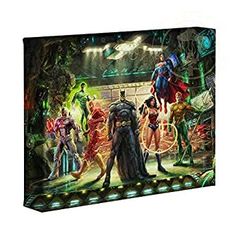 Thomas Kinkade DC Super Hero Fine Art The Justice League 8?x 10 갤러리 Wrapped 캔버스
