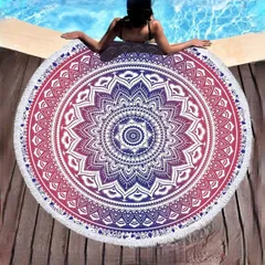 ビーチマット　エスニック柄　大判　厚手 バスタオル  レッド