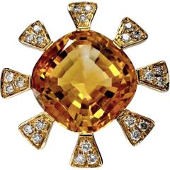 シトリン 7.01ct ダイヤモンド 計0.18ct ペンダントトップ K18ゴールド 18金  7.7g レディース 【中古】【真子質店】【NN】