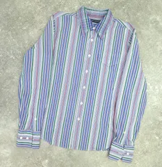 ★RALPHLAUREN(ラルフローレン) 袖ポニー 刺繍 カラフルストライプ 長袖シャツ レディース 11 Lサイズ PAWNSHOPRiZ  パウンショップリズ