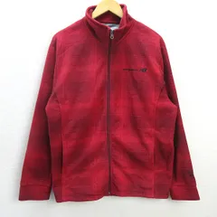 C■ニューバランス/New Balance 0154224 チェック柄 胸ロゴ刺繍 フリースジャケット【LL】赤/MENS■44【中古】