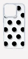 【新品未使用】iPhone16 Pro アイフォン16プロ クリア ハードケース ドット柄 水玉 (ブラック) スマホケース カバー cl-ip16pro-dotsmall-03