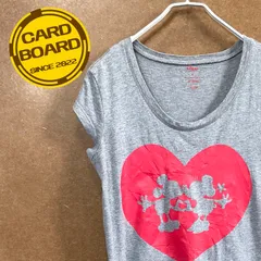 US古着 ミッキー ミニー ディズニー ハートシルエット 半袖tシャツ灰色M