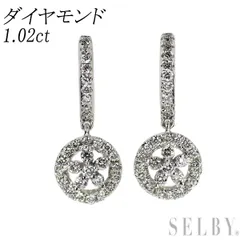 K18WG ダイヤモンド ピアス 1.02ct フラワー フープ