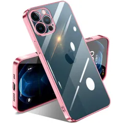iPhone 12 Pro Max ケース クリア 耐衝撃 アイフォン12pro Max カバー 透明 薄型 軽量 TPU メッキ加工 ソフトケース 人気 保護カバー(ローズゴールド)