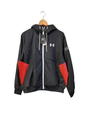 アンダーアーマー◆メンズ ウインドフルジップ ジャケット ウィンドブレーカー ブラック×レッド
