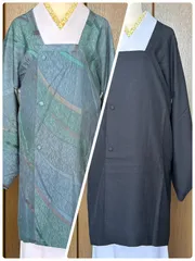 道行コート　リバーシブル　ブルー/黒系　裄67