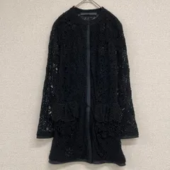 エルマノシェルビーノ　レース　コート　ロングブルゾン　黒　ポリエステル　38 エルマノシェルビーノ レース コート ロングブルゾン 黒