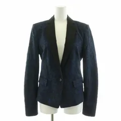ビーシービージーマックスアズリア BCBGMAXAZRIA テーラードジャケット レース ペイズリー柄 ジャカード 切替 XS 紺 ネイビー 黒 ブラック /FQのサムネイル