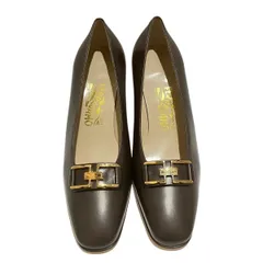 フェラガモ　feragamo　ブラウン　レザー　パンプス　ブランド小物　靴　レディース