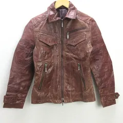 H■アトリエサブ/A.S.M ATELIER SAB MEN 山羊革 ゴートスキンレザージャケット【48】エンジ/MENS■102【中古】